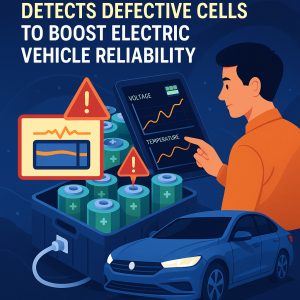New Headline:
“Smart Battery Monitoring System Detects Defective Cells to Boost Electric Vehicle Reliability”
Why this works:
This headline clearly explains what the invention does (detects defective battery cells), why it matters (boosts reliability), and subtly hints at a key industry/application area (electric vehicles and battery-powered systems). It uses business-friendly language, speaks to pain points an executive would recognize, and is highly searchable by anyone interested in advanced battery management or electric vehicle technology.
